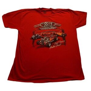 Classics‎ Men's Hot Rod Drive-In Graphic T-Shirt Red XL Fast Service Faster Cars